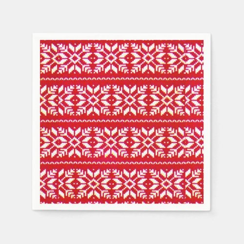 Nordic Snowflake Ugly Christmas Sweater Party Paper Napkins