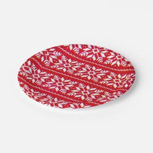 Nordic Snowflake Ugly Christmas Sweater Party Paper Plates