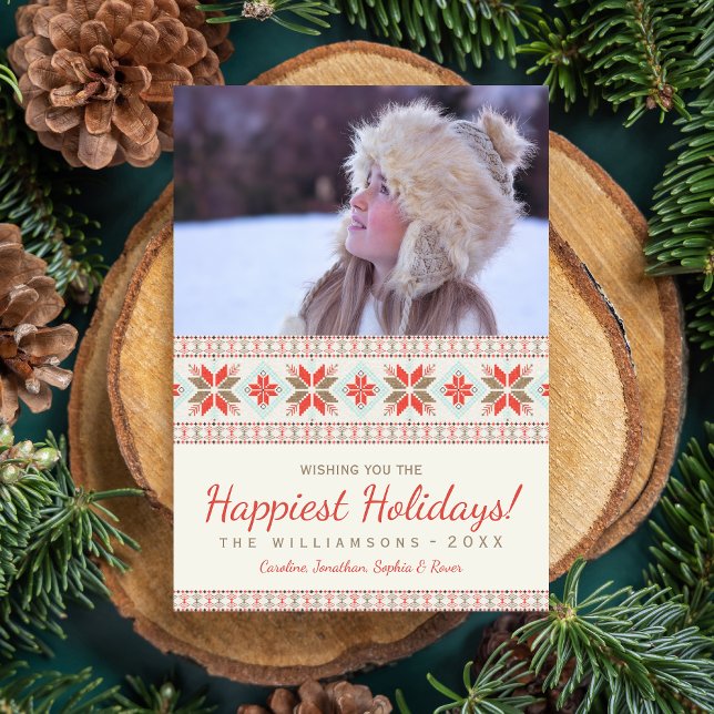 Nordic Snowflakes Christmas Sweater Holiday Photo Card (Creator Uploaded)