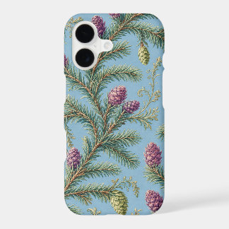 Nordic Spruce Cones on Frosted Blue iPhone 17 Case
