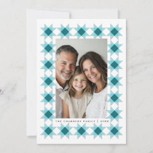 Nordic Star Frame Blue Aqua Holiday Card