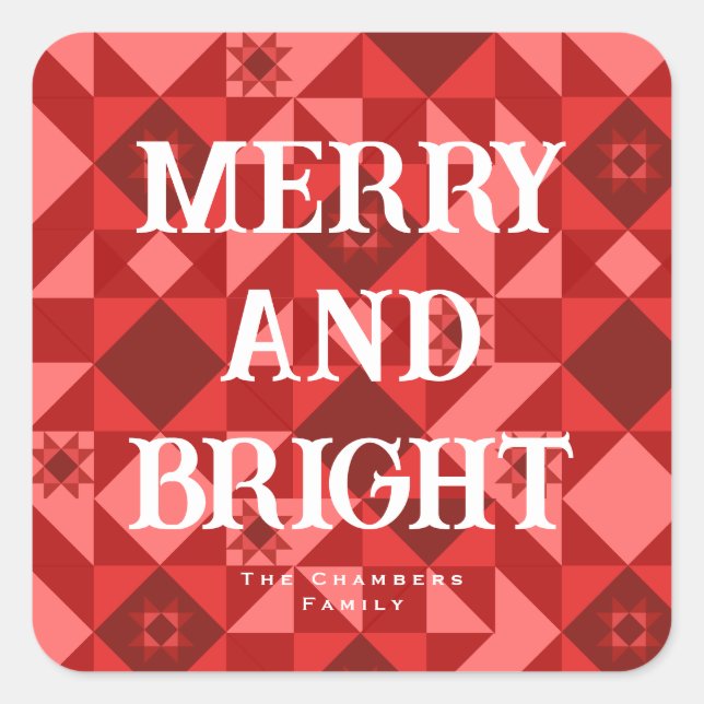 Nordic Star Merry and Bright Square Sticker (Front)