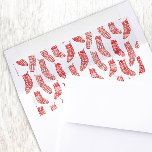 Nordic Stockings Red and White Envelope Liner (Nordic Stockings red and white festive envelope liners)