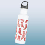 Nordic Stockings Red White Stainless Steel Water Bottle<br><div class="desc">A modern pattern of traditional Nordic socks and stockings for a cosy winter feel. Original art by Nic Squirrell.</div>