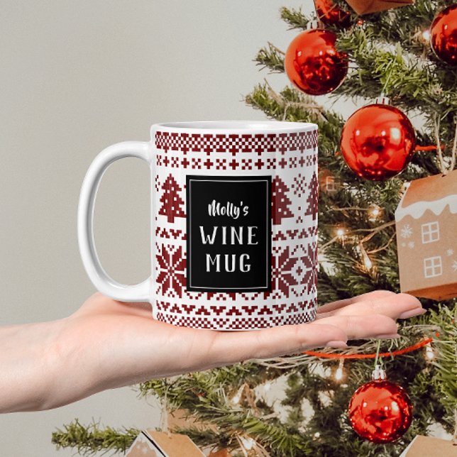 Nordic Style Christmas Sweater Personalized Two-Tone Coffee Mug (Creator Uploaded)