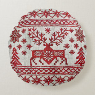 Nordic Style Embroidered Christmas Throw Pillow 