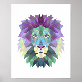 Nordic style geometrical lion poster
