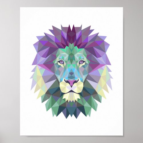 Nordic style geometrical lion poster