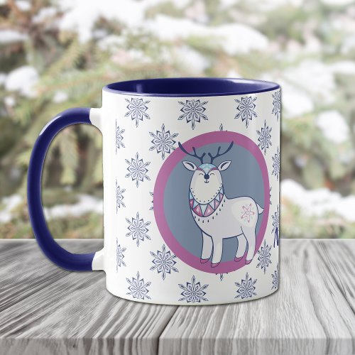 Nordic Style Santa and Reindeer Personalized Mug