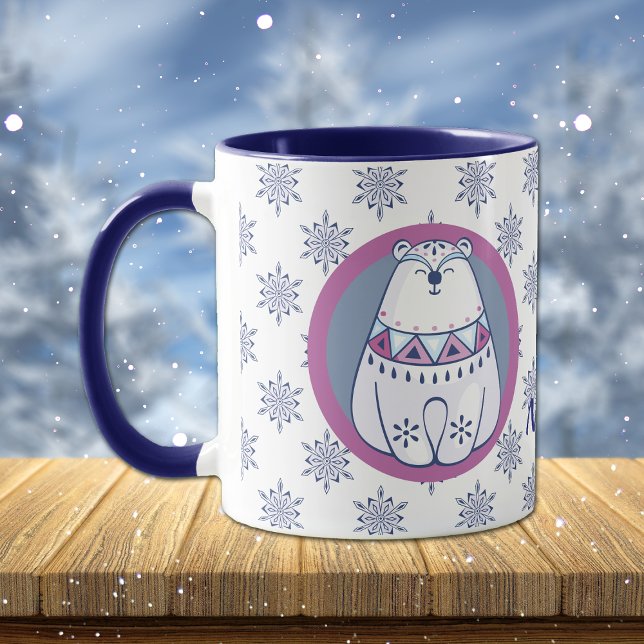 Nordic Style Snowman and Polar Bear Personalized Mug (Creator Uploaded)