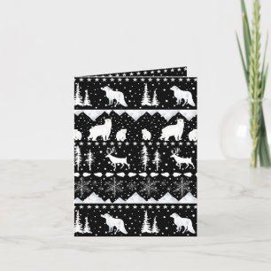 Nordic Sweater Black And White Winter Animals Holiday Card