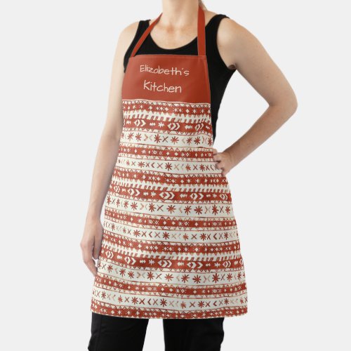 Nordic Sweater Pattern Custom Name Holiday Apron