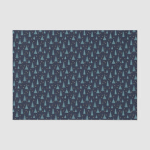 Nordic Teal Christmas Trees Dark Tissue Paper