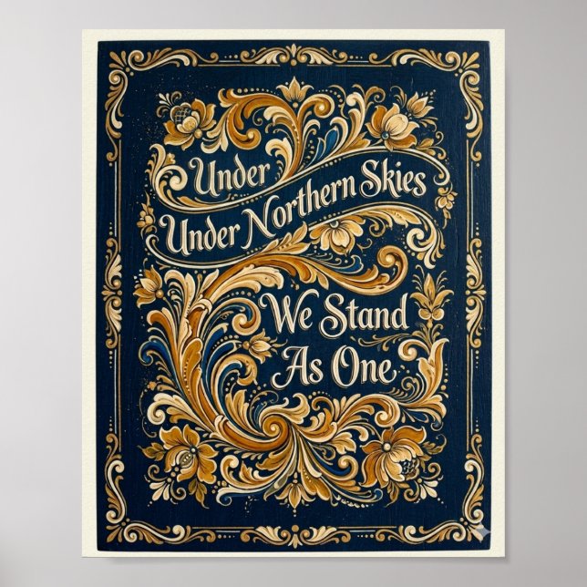 Nordic Telemark Rosemaling Art Poster (Front)
