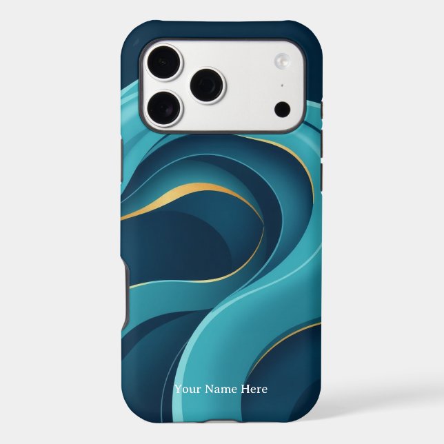 Nordic Tide: Abstract Cobalt Wave Pattern Iphone Case (Back)