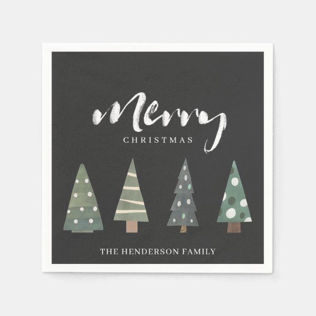 Nordic Trees Merry Christmas Napkins (Front)
