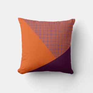 Nordic Triangles Orange Purple Mauve Raspberry Red Throw Pillow