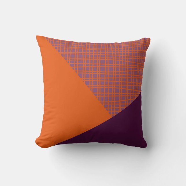Nordic Triangles Orange Purple Mauve Raspberry Red Throw Pillow (Front)