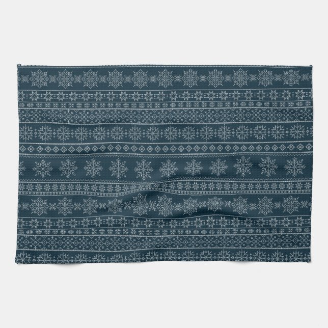Nordic ugly sweater knitwear xmas winter pattern  kitchen towel (Horizontal)