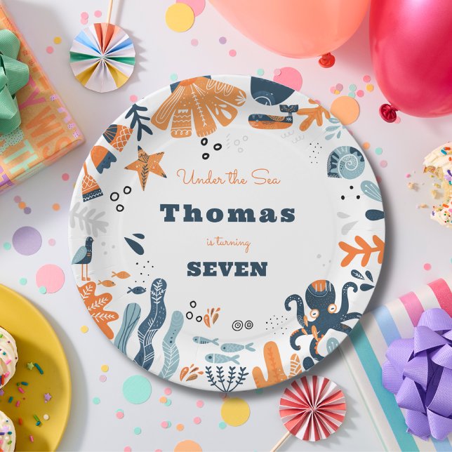 Nordic Under the Sea creatures kids birthday Paper Plates (Creator Uploaded)