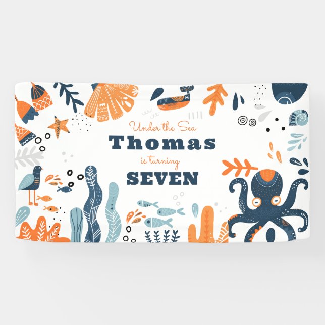 Nordic Under the Sea kids birthday Banner (Horizontal)