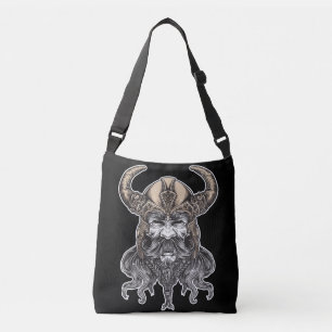 Nordic Viking Illustration Art Crossbody Bag