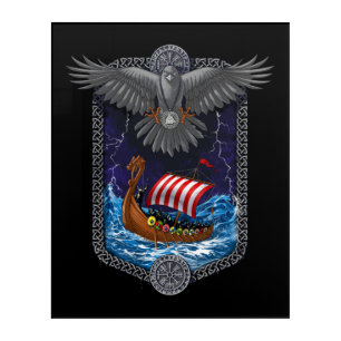 Nordic Viking Ship Raven Acrylic Print