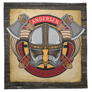 Nordic Viking Warrior ADD NAME Norse Axe Norsemen Cloth Napkin