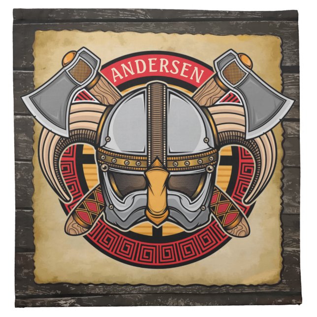 Nordic Viking Warrior ADD NAME Norse Axe Norsemen Cloth Napkin (Front)