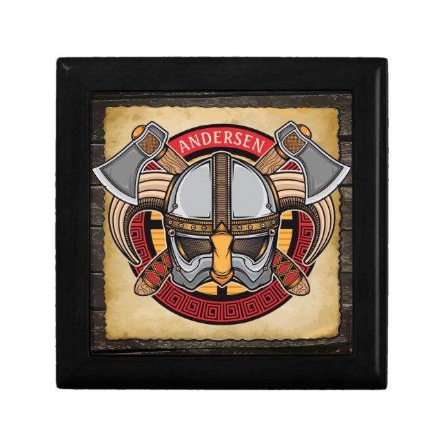 Nordic Viking Warrior ADD NAME Norse Axe Norsemen Gift Box (Front)