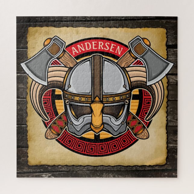 Nordic Viking Warrior ADD NAME Norse Axe Norsemen Jigsaw Puzzle (Vertical)