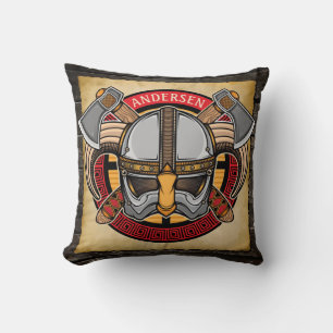 Nordic Viking Warrior ADD NAME Norse Axe Norsemen Throw Pillow