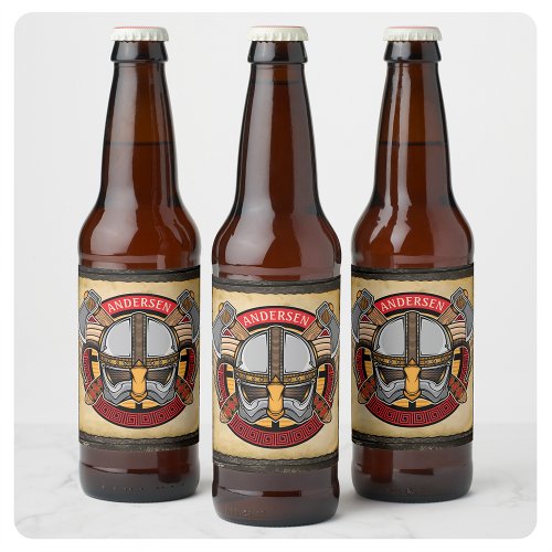 Nordic Viking Warrior Axe Norsemen Personalized Beer Bottle Label