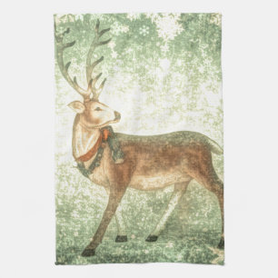 Nordic vintage scandinavian christmas reindeer kitchen towel