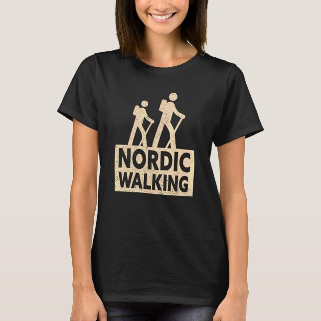 Nordic Walking Nature Mountain Trekking  Hiking T-Shirt (Front)