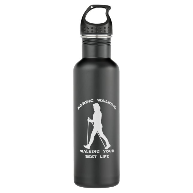 Nordic Walking - Walking Your Best Life Stainless Steel Water Bottle (Front)
