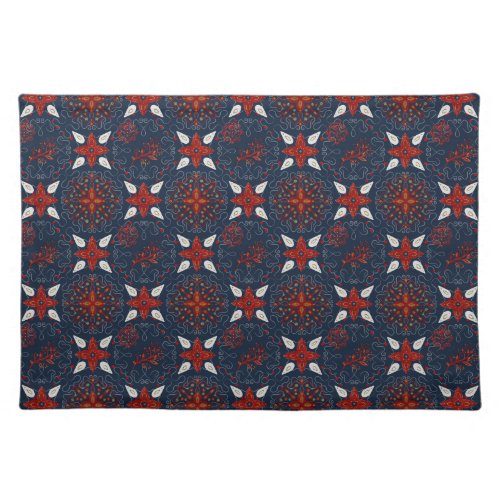 Nordic White and Red flowers Pattern Cloth Placemat