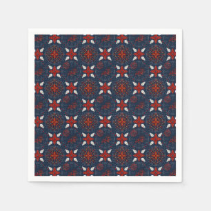 Nordic White and Red flowers Pattern Napkins