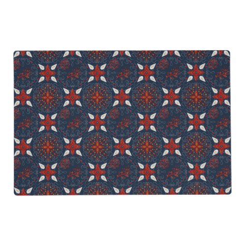 Nordic White and Red flowers Pattern Placemat