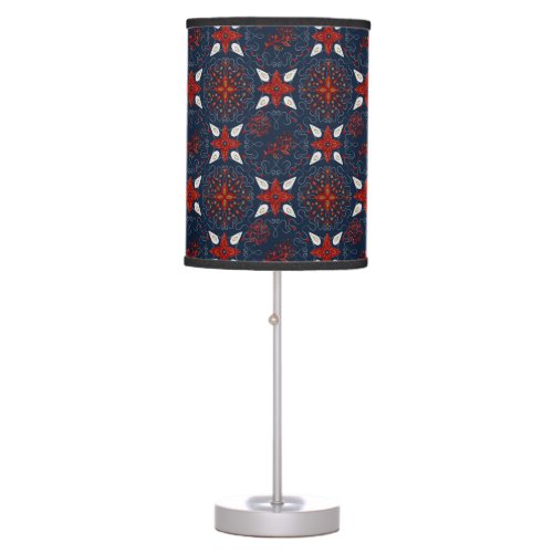 Nordic White and Red flowers Pattern Table Lamp