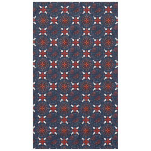 Nordic White and Red flowers Pattern Tablecloth