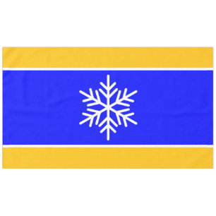 Nordic White Snowflake Royal Blue Orange Stripes Tablecloth