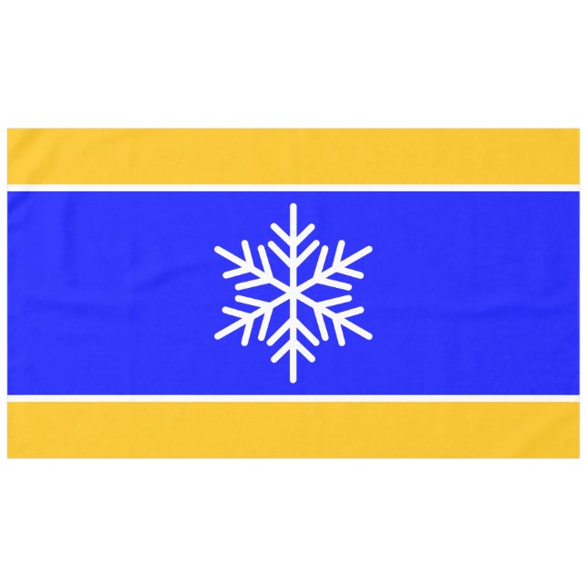 Nordic White Snowflake Royal Blue Orange Stripes Tablecloth (Front (Horizontal))