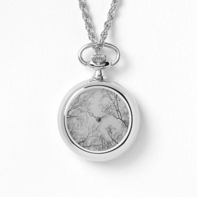 Nordic Winter Birch with Little Birds Photograph Watch (Front)