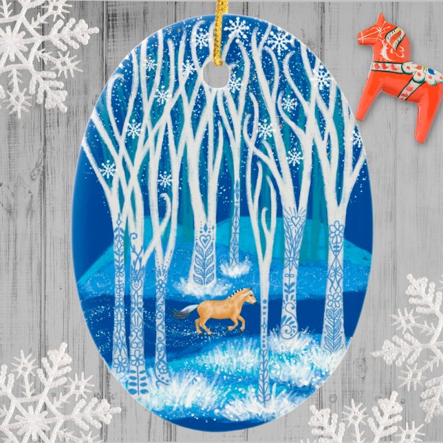 Nordic Winter Fjord Horse Ceramic Ornament (Creator Uploaded)