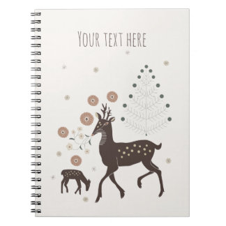 Nordic winter forest deers notebook
