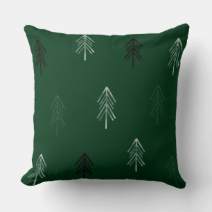 Nordic Winter Green Trees Throw Pillow