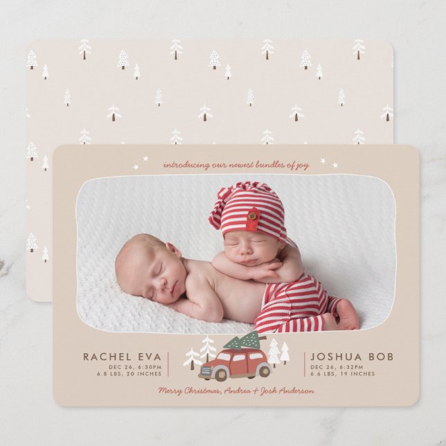 Nordic Winter New Twins First Christmas Holiday (Front/Back)