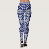 Blue & Pink Winter Watercolor Deer and Snowflake Pattern Leggings and High  Waist Yoga Pants 