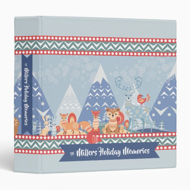 Nordic Woodland Animals Holiday Memories 3 Ring Binder (Front/Spine)